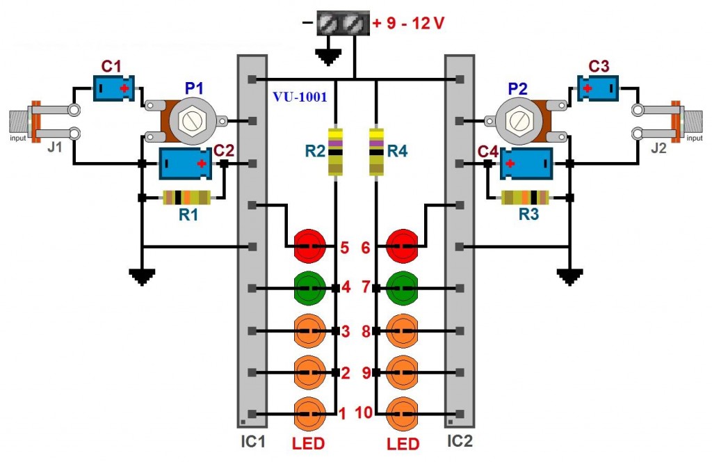 AN6884 - VU Led Level meter for amplifiers CIRCUIT