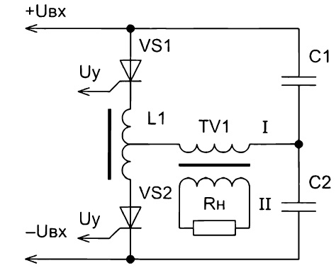 Преобразователь напряжения с 12 на 220 на тиристорах схема